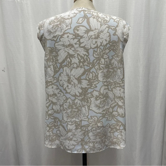 Printed Crepe Crew-Neck Cap Sleeve Blouse - Picture 9 of 10